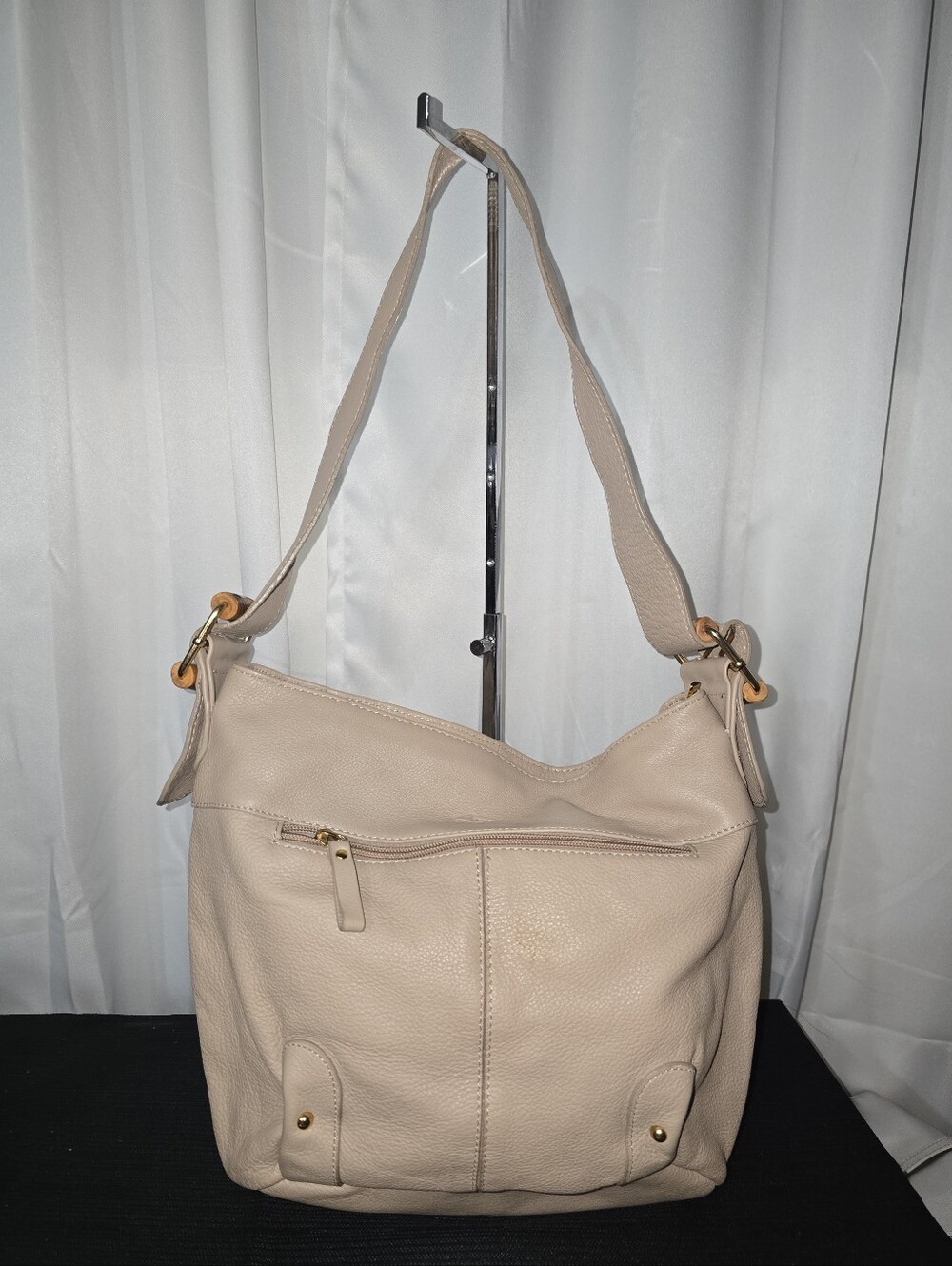 STONE MOUNTAIN GENUINE LEATHER BEIGE Classic Cream Leather HOBO Bag